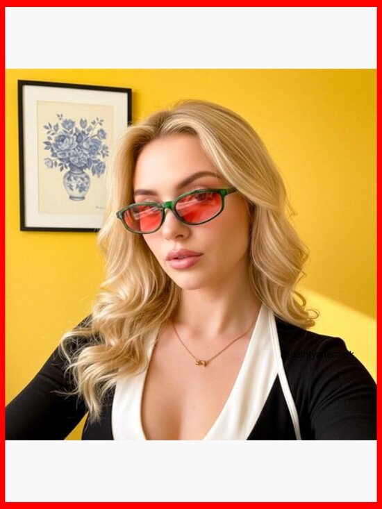 Small Oval Cat Eye Sunglasses, Lightweight Plastic Frame, UV400 Protection - Picture 3 of 7